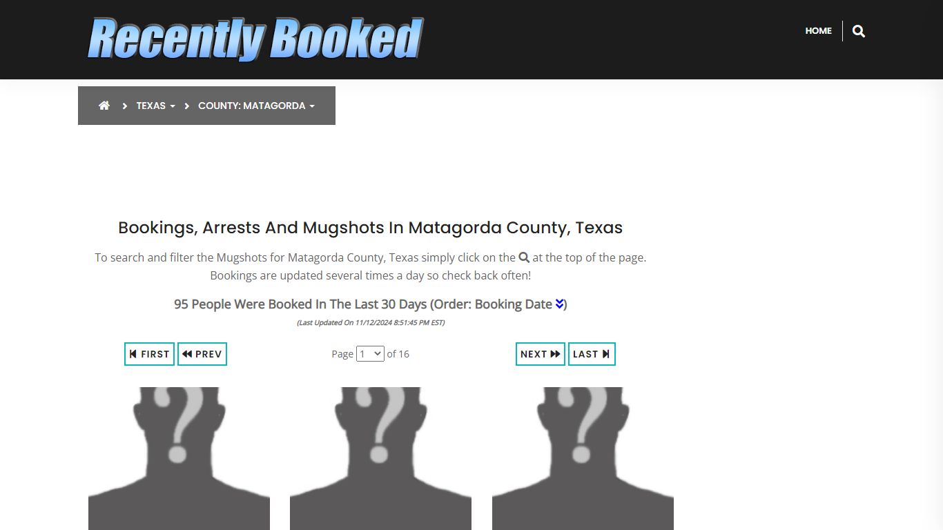 Bookings, Arrests and Mugshots in Matagorda County, Texas - Recently Booked