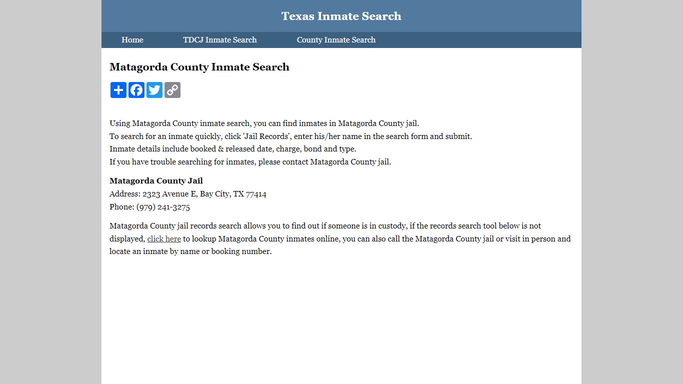 Matagorda County Inmate Search