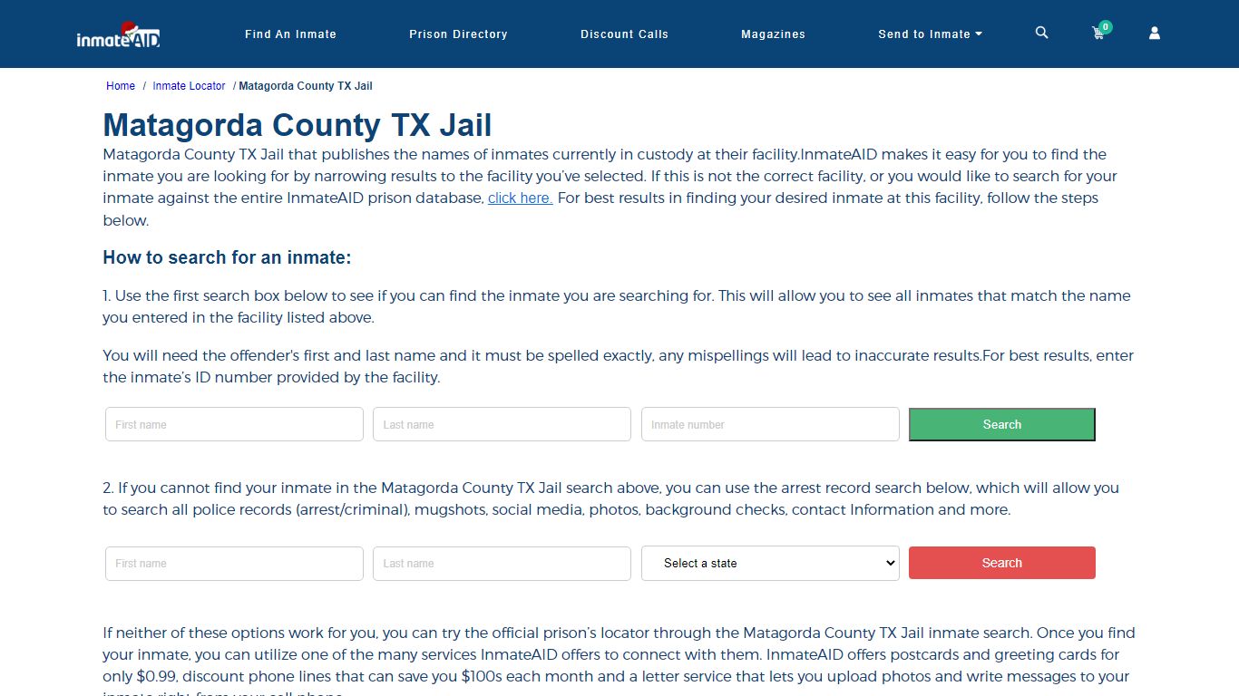 Matagorda County TX Jail - InmateAid